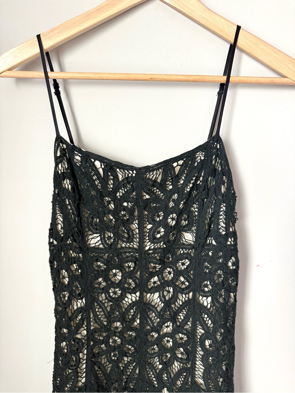 Betsey Johnson Lace Overlay Spaghetti Strap Midi Slip Dress in Black - Picture 2 of 4